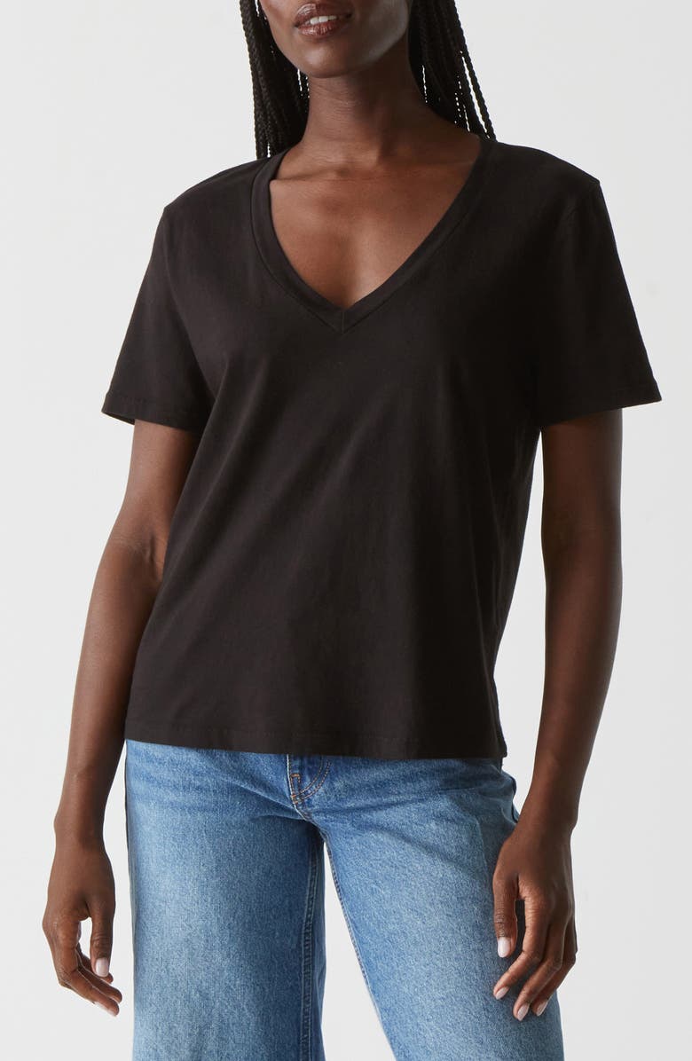 Michael Stars Daria Classic V-Neck T-Shirt, Main, color, Black