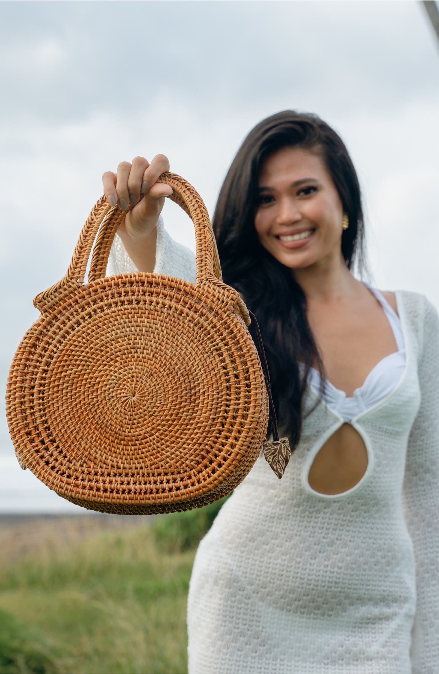 Sidney Rattan Satchel, Alternate, color, NATURAL