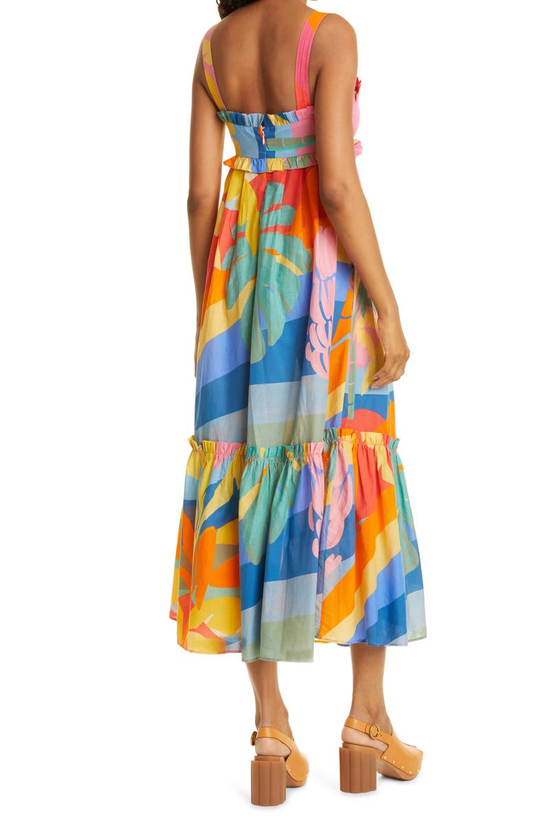FARM Rio Tropical Sunset Tie Front Dress, Alternate, color, 