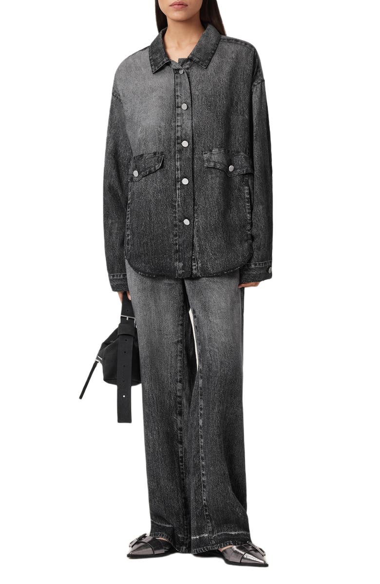 AllSaints Hettie Illusion Denim Shacket, Alternate, color, Illusion Black
