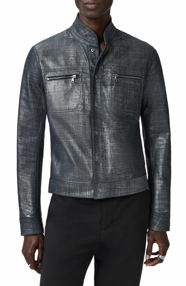 John Varvatos Reversible Leather Jacket, Main, color, Dark Navy