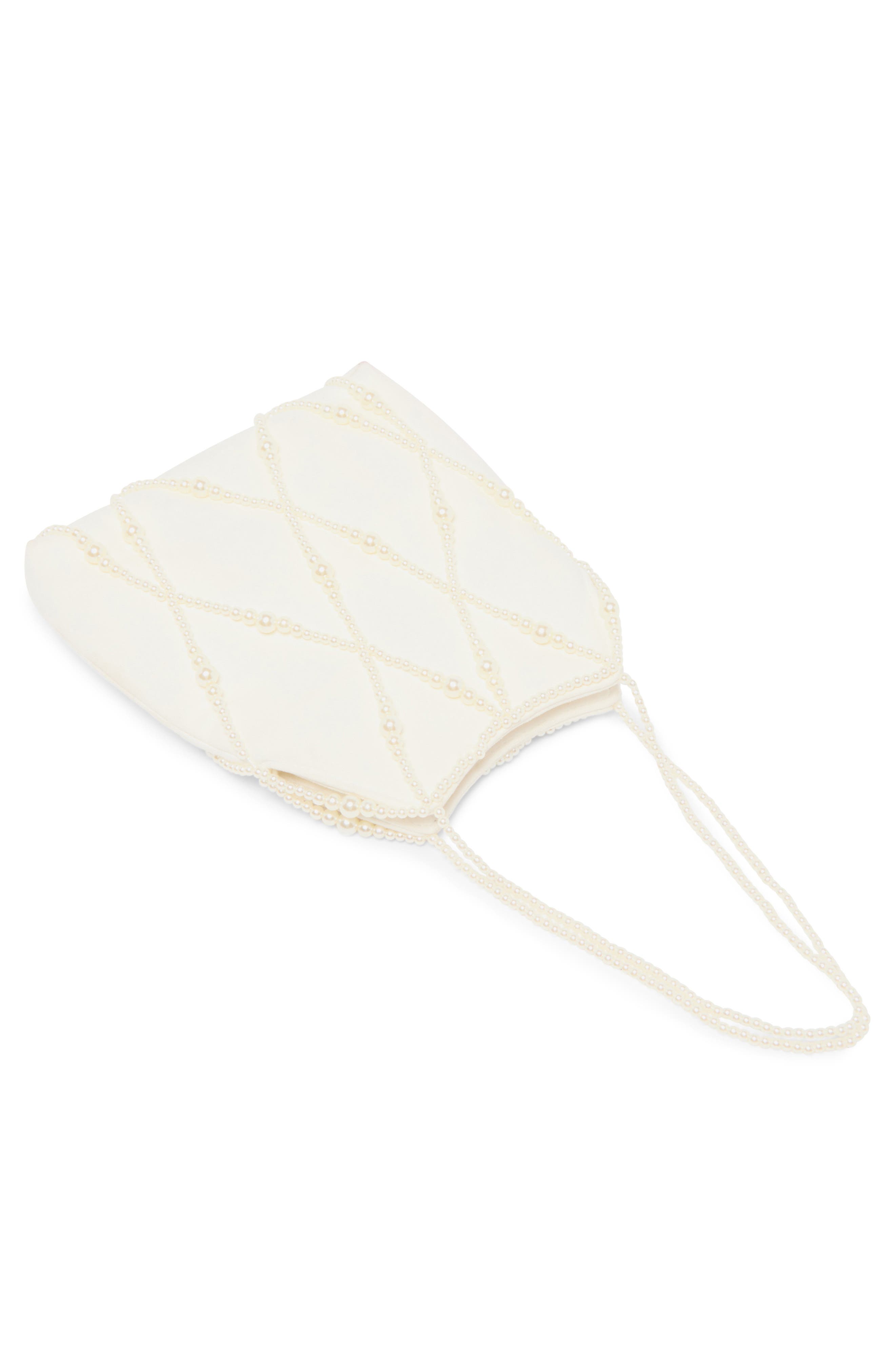 Dolce Vita Faux Pearl Satin Bag, Alternate, color, Ivory