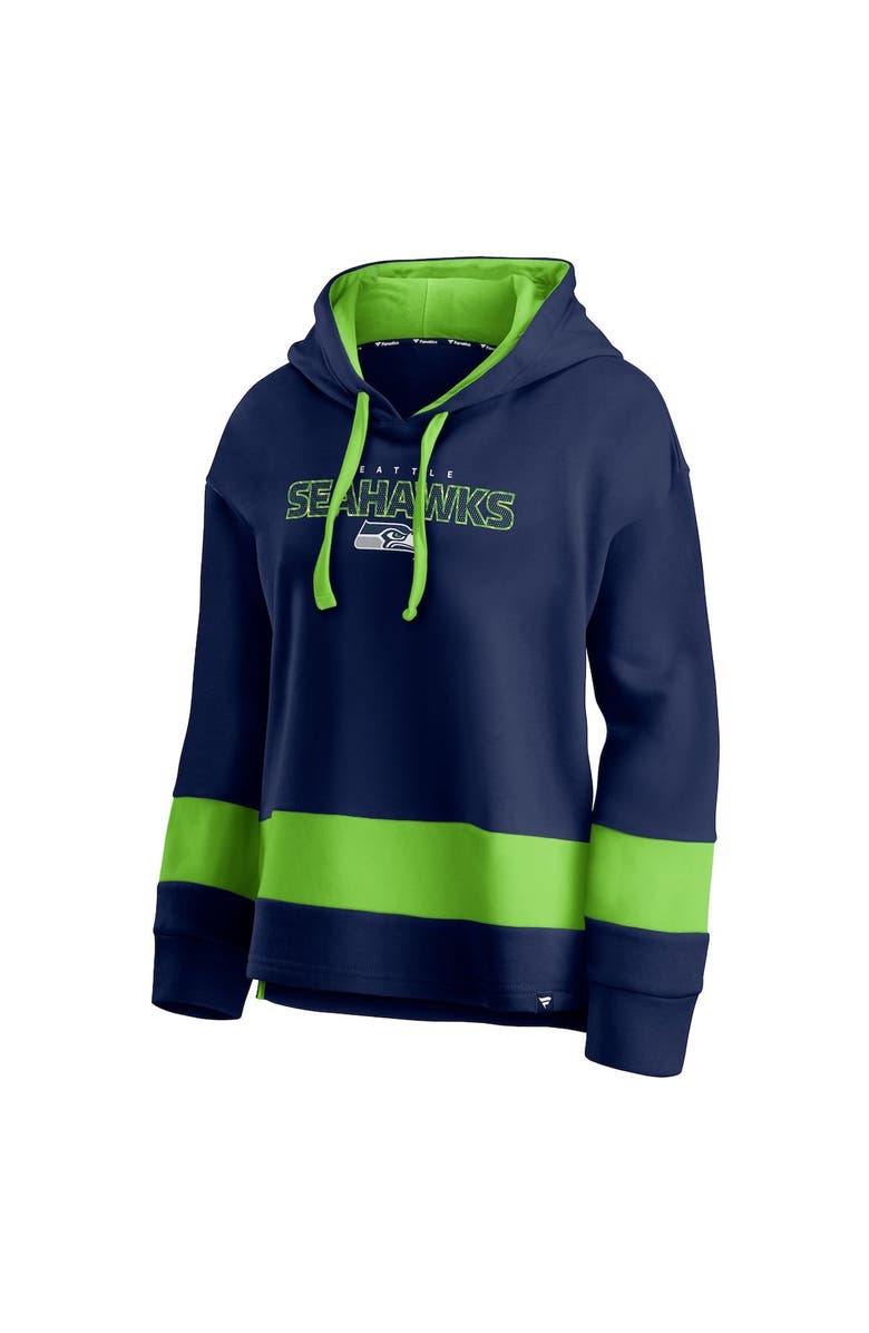 FANATICS Women's Fanatics Branded College Navy/Neon Green Seattle Seahawks Colors of Pride Colorblock Pullover Hoodie, Alternate, color,