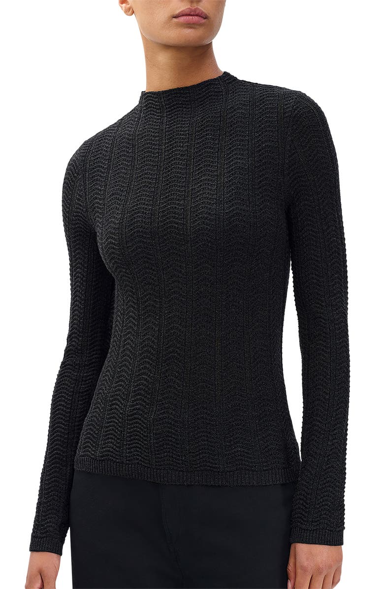 rag & bone Francesca Merino Wool Crop Sweater, Alternate, color, Charcoal