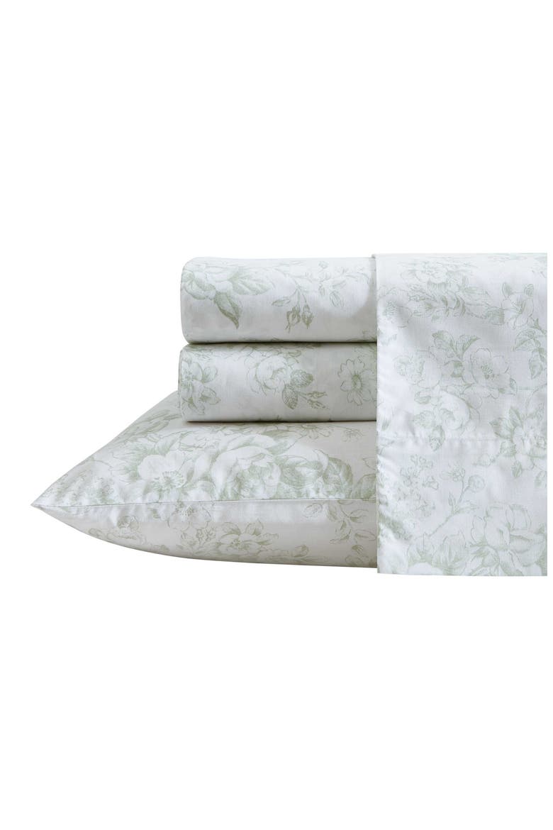 Toile Delight 4-Piece Cotton Sheet Set, Main, color, PASTEL GREEN