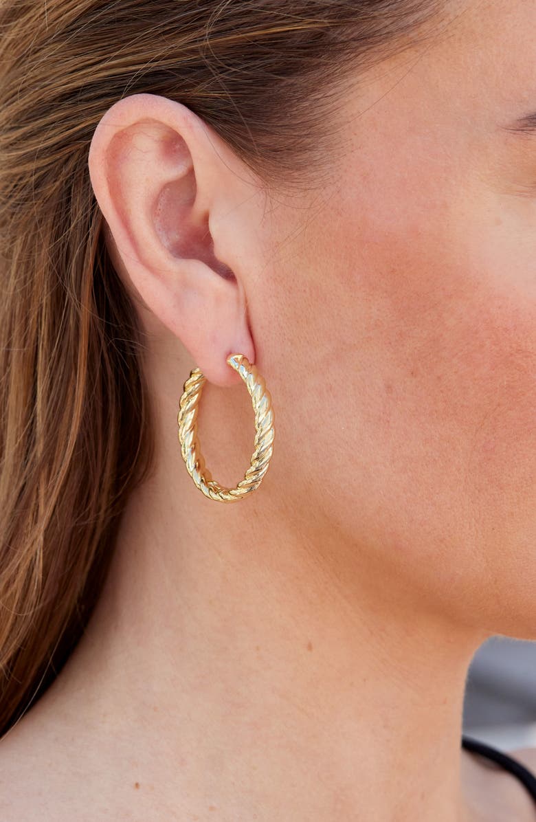 SAVVY CIE JEWELS Italian Like Twist Hoop Earrings, Alternate, color, Gold