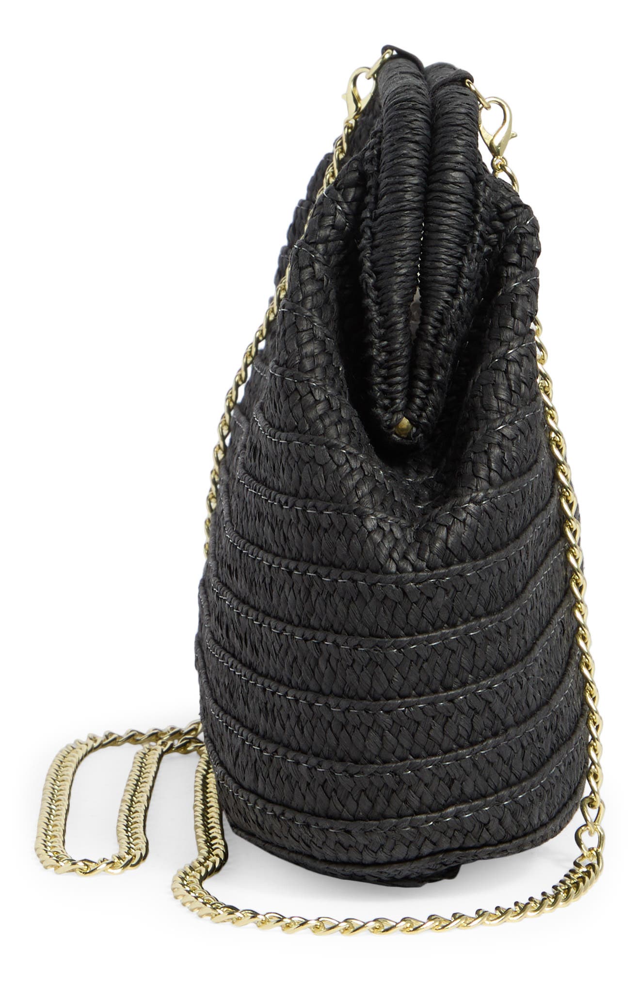 Collection XIIX Cutout Handle Straw Clutch, Alternate, color, Black