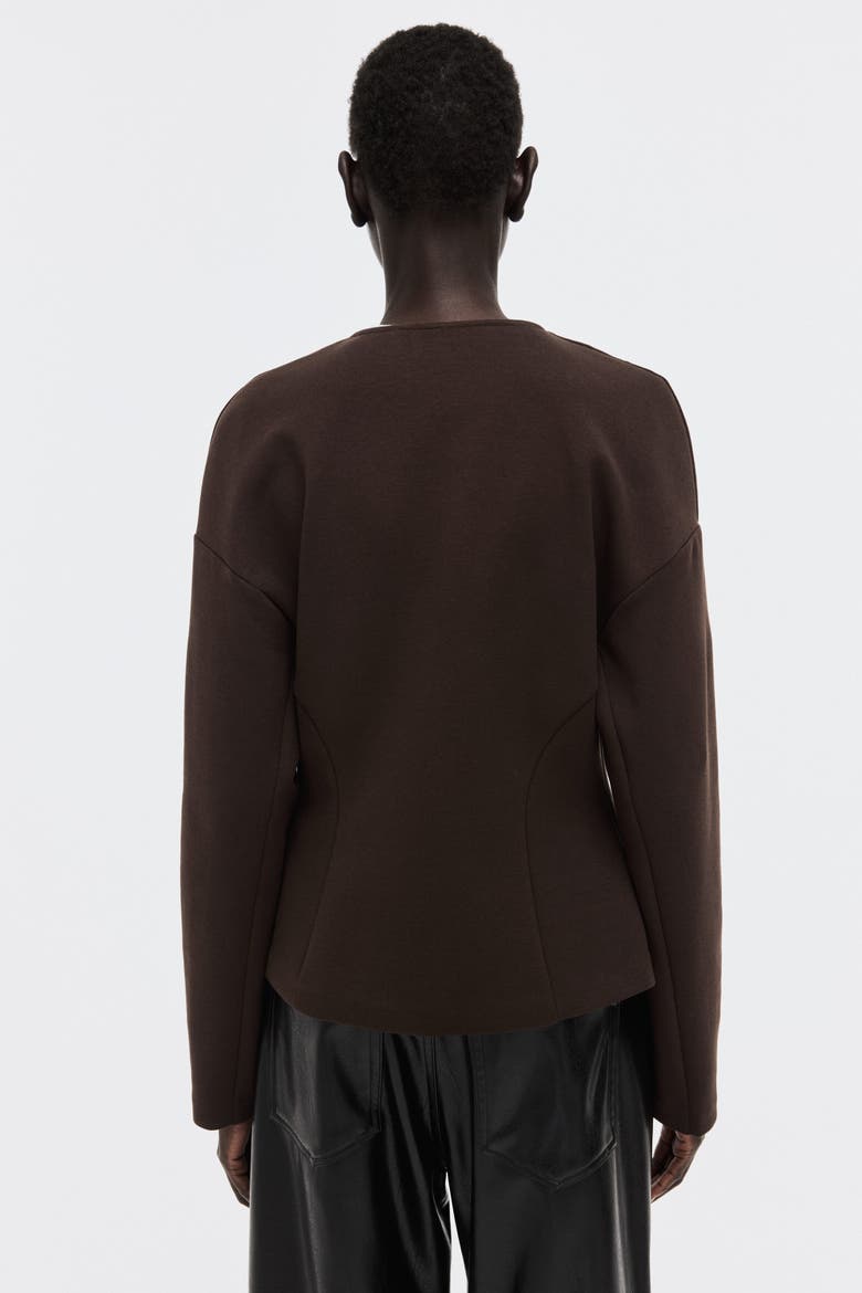 Collarless Scuba Knit Blazer, Alternate, color, Dark brown