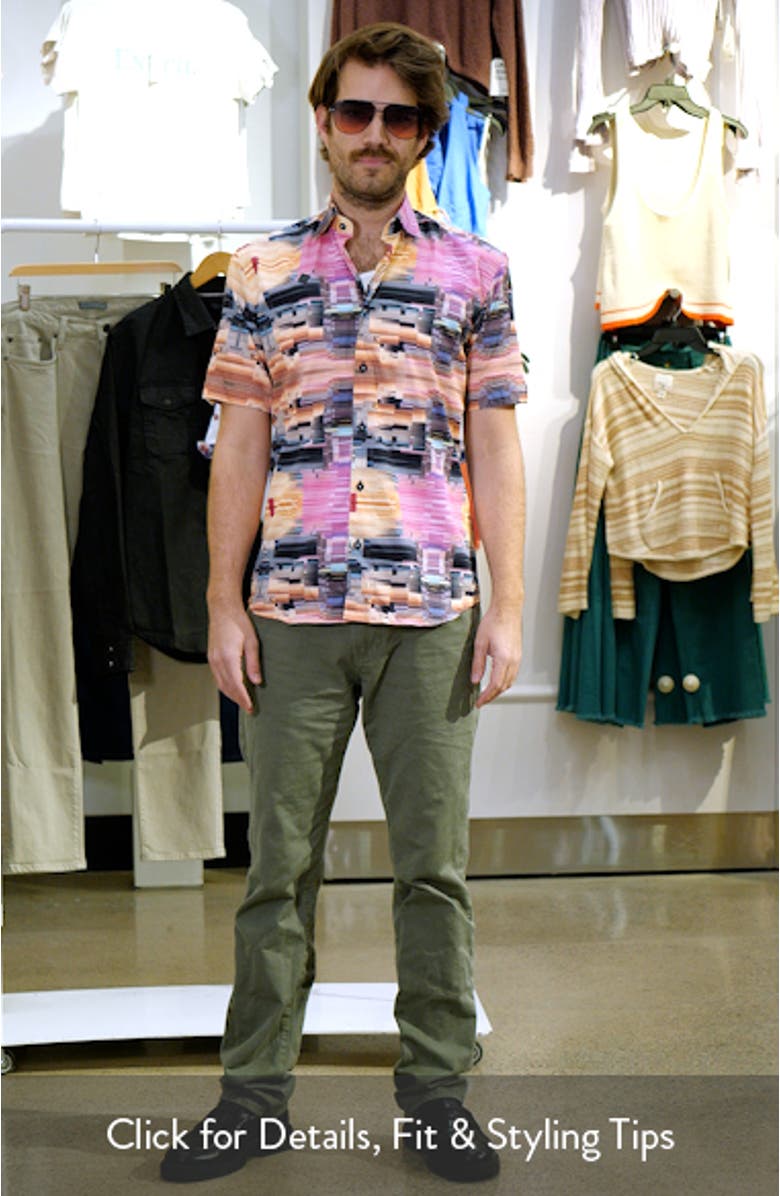 Galileo Glitch Multi Short Sleeve Contemporary Fit Button-Up Shirt, sales video thumbnail