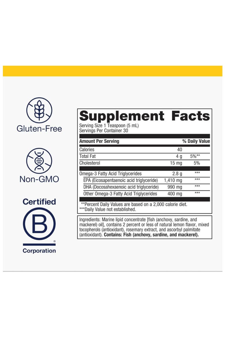 OmegaGenics EPA-DHA High Potency Liquid Fish Oil Supplement 30 Servings, Alternate, color, None