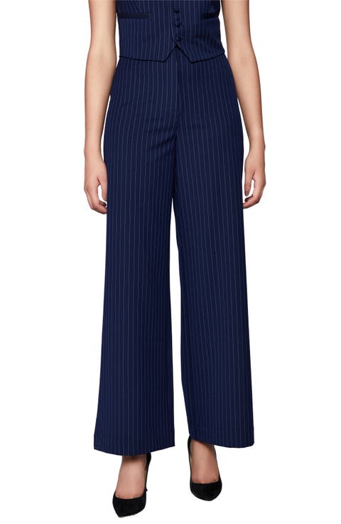 Pinstripe Wide Leg Pants
