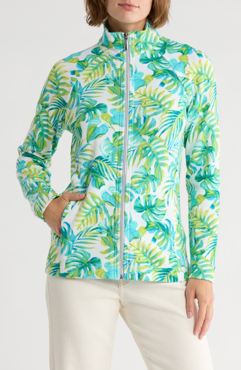 Tommy Bahama Aruba La Playa Palms Full-Zip Sweatshirt, Main, color, White