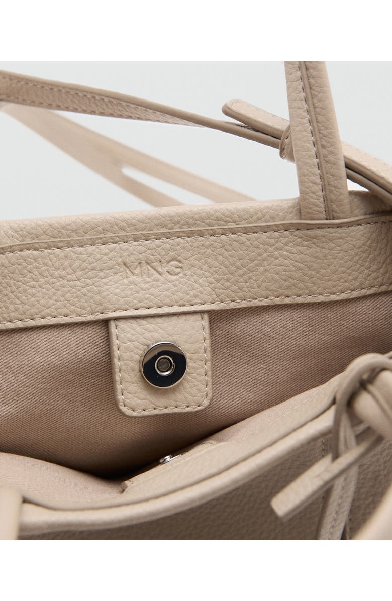 MANGO Mini Faux Leather Tote, Alternate, color, Off White