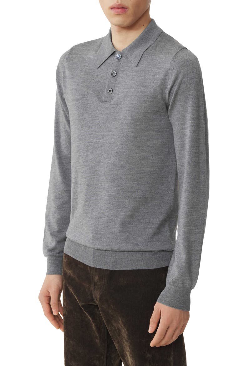 Classic Polo Shirt In Merino Wool, Alternate, color, Ash