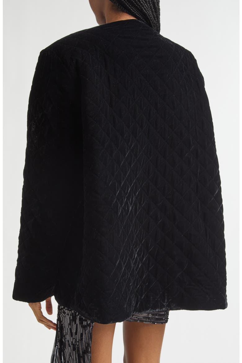 Quilted Velvet Lady Jacket, Alternate, color, BLACK