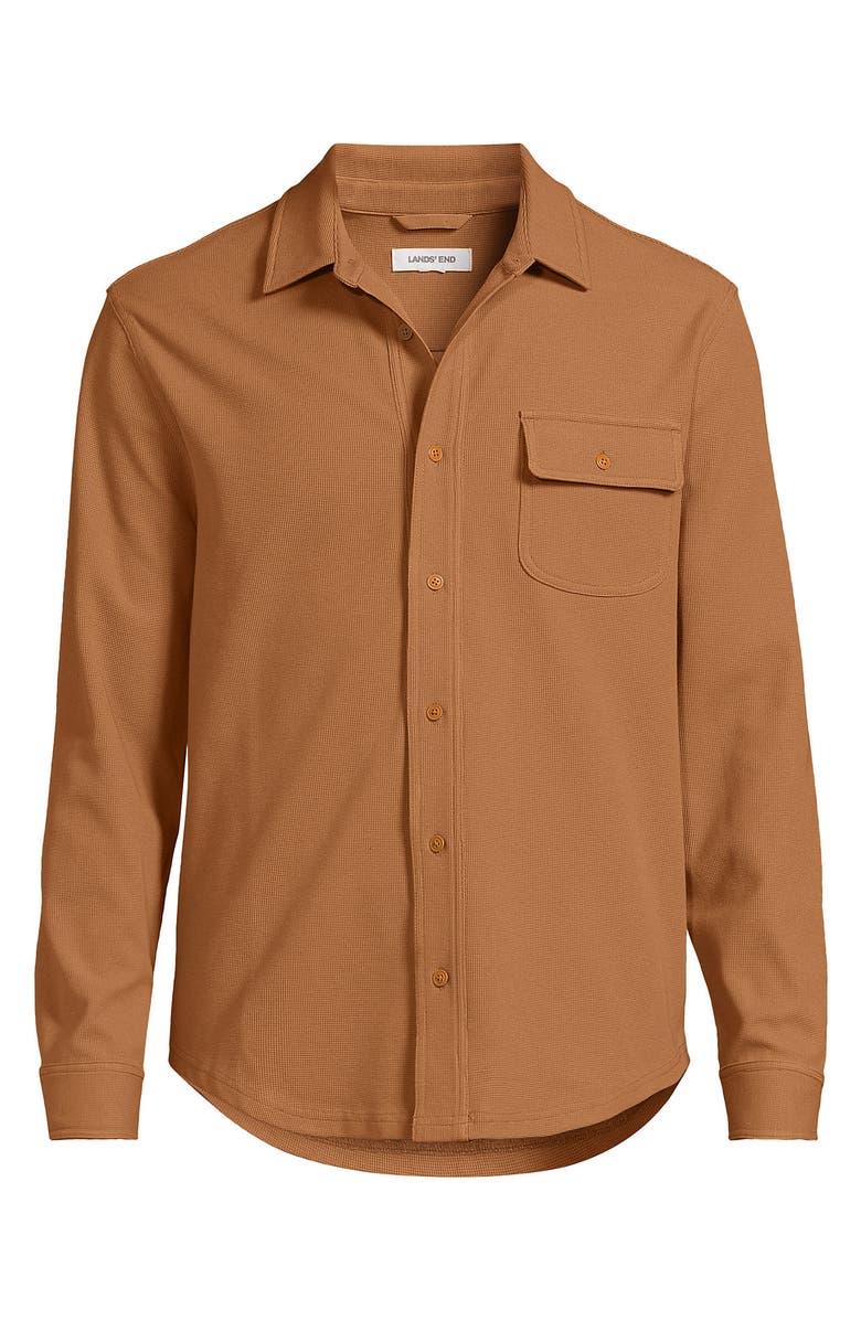 Lands' End Long Sleeve Knit Workwear Waffle Shirt, Alternate, color, 