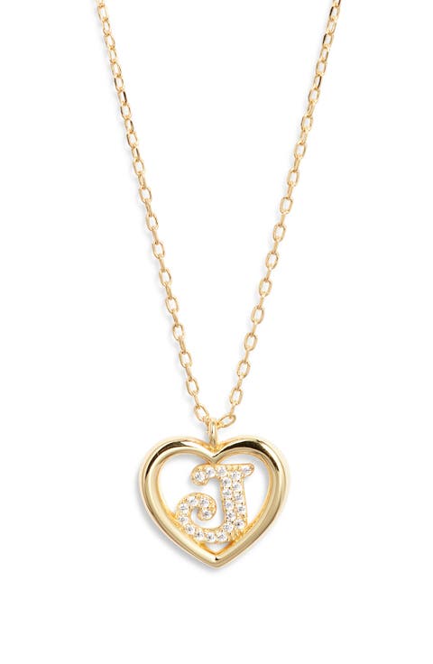 Heart Cubic Zirconia Initial Pendant Necklace