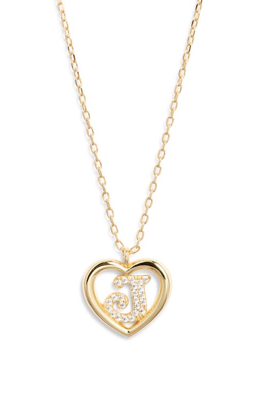 Argento Vivo Sterling Silver Heart Cubic Zirconia Initial Pendant Necklace In Gold