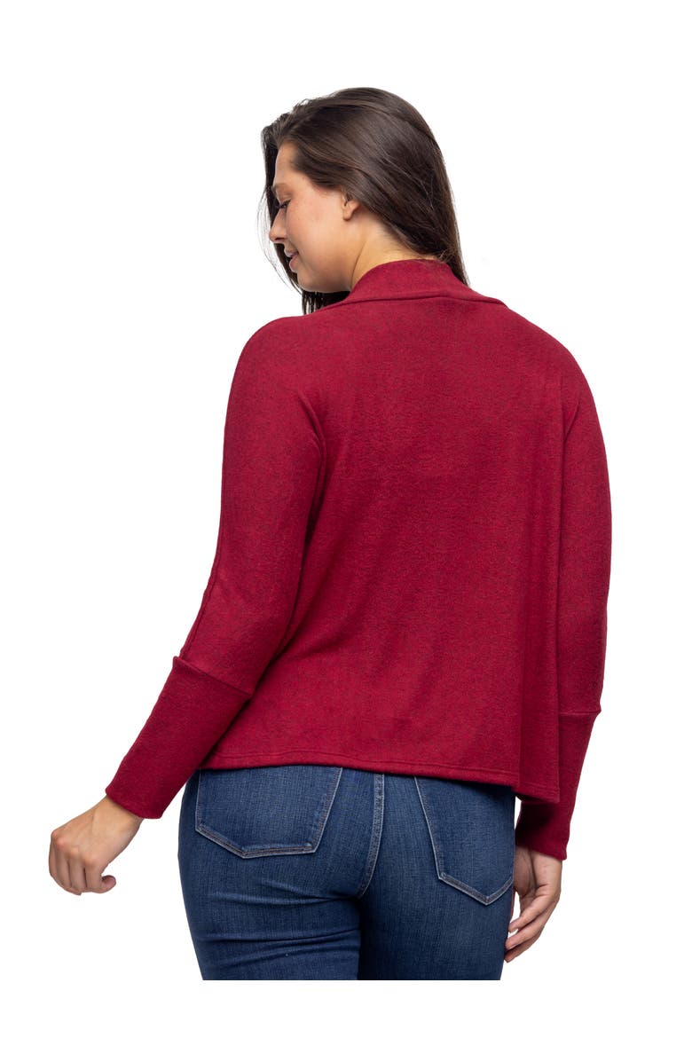 Curved Hem Open Front Long Womens Bolero Shrug, Alternate, color, Red