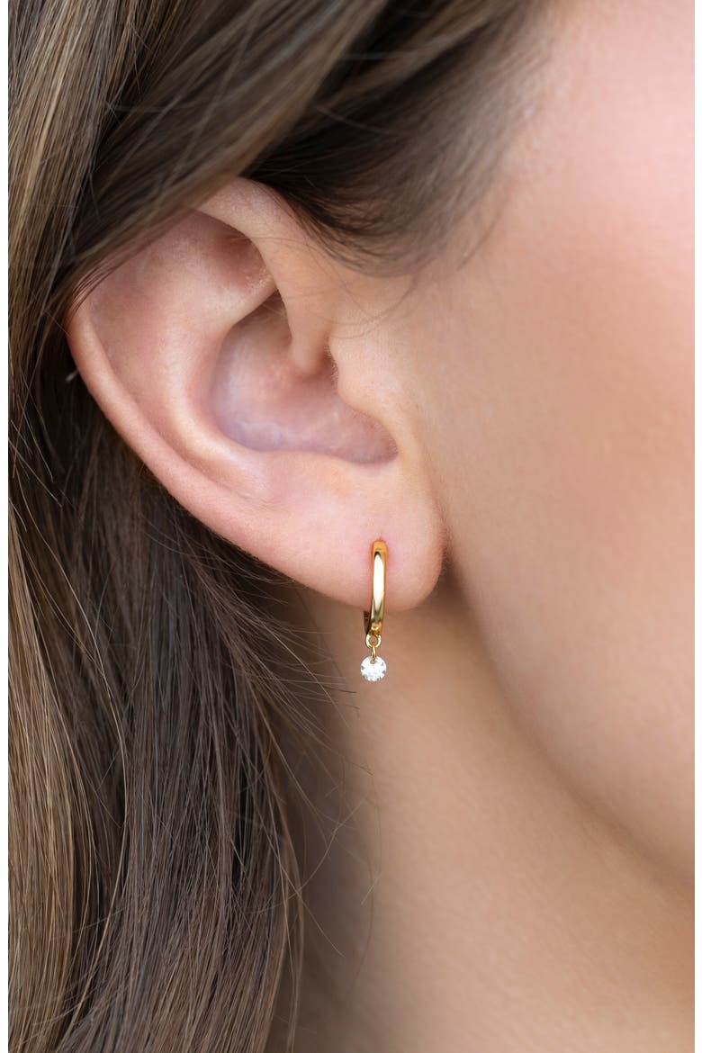 Dew You Huggie Hoop Earrings, Alternate, color, GOLD
