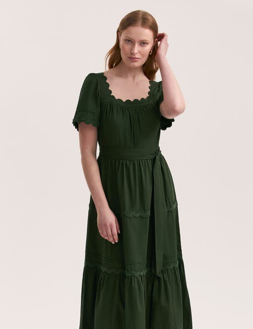 Finery London Corina Cotton Midi Tiered Dress In Brown