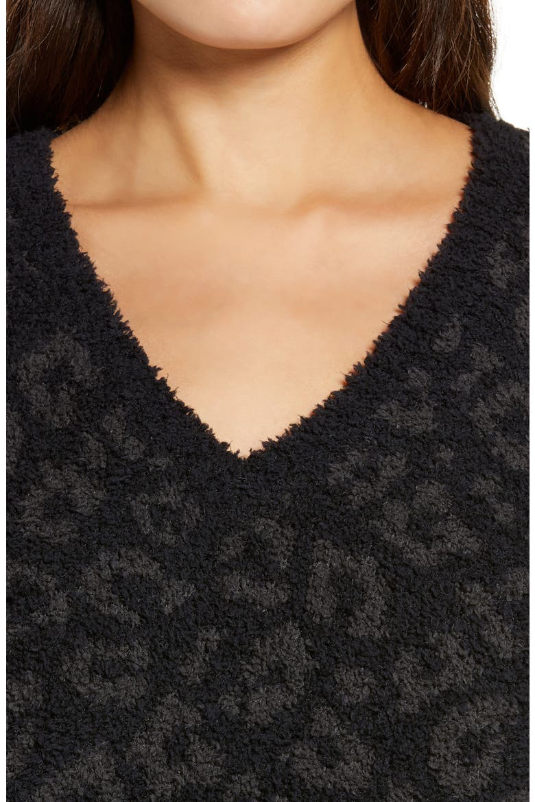 UGG Cecilia V-Neck Sweater, Alternate, color, BLACK LEOPARD