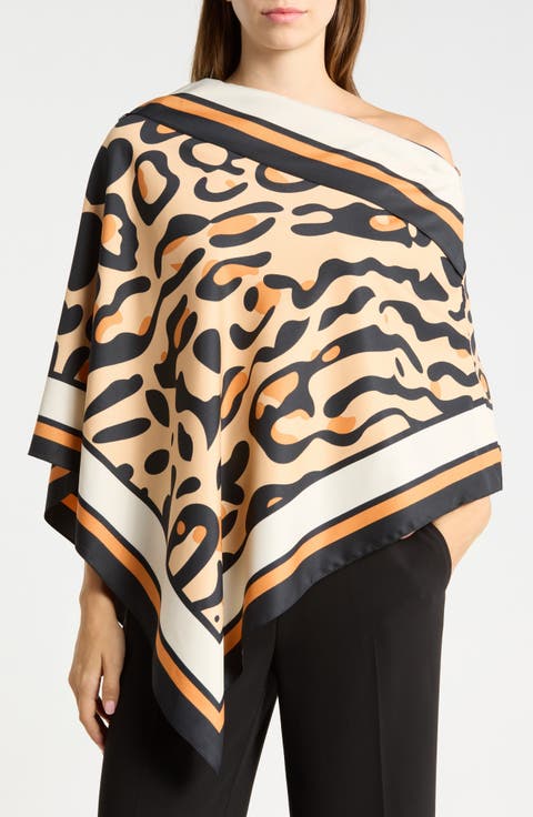 Animal Print Satin Poncho