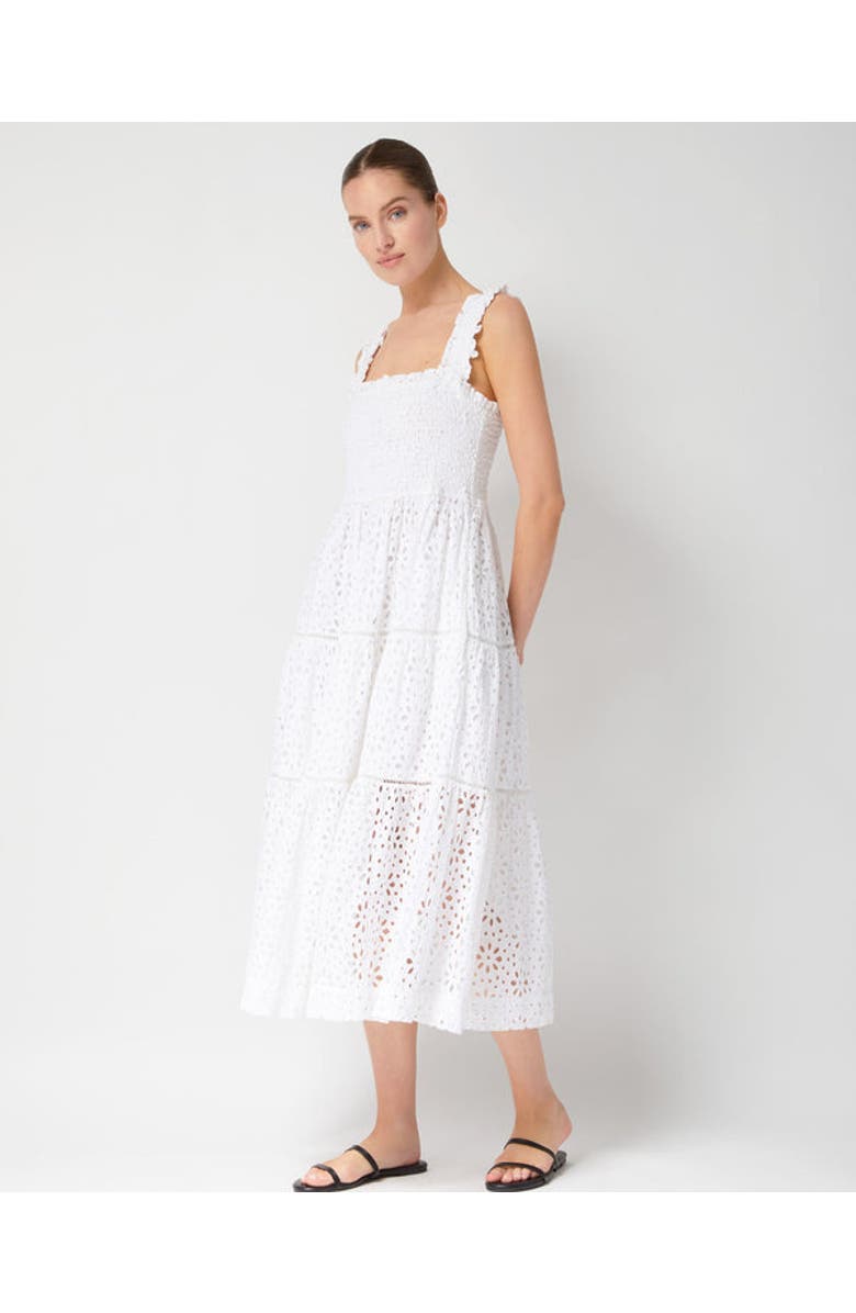 Change of Scenery Kristen Sleeveless Smocked Eyelet Midi Dress, Alternate, color, Fresh White