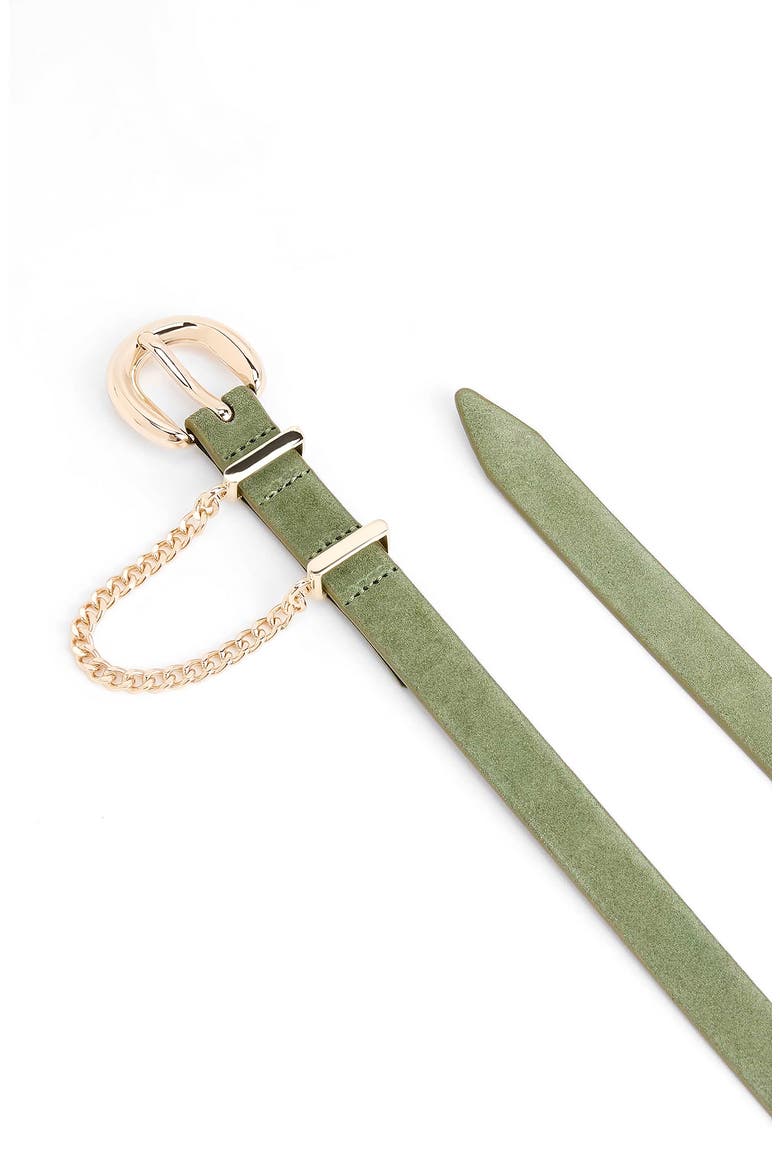 Chain Buckle Leather Belt, Alternate, color, OLIVINE