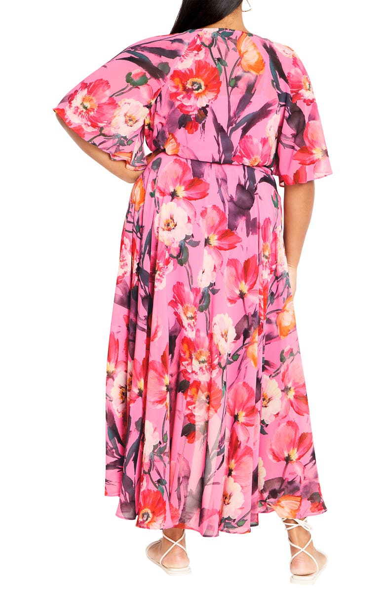 City Chic Lover's Lane Floral Tulip Hem Wrap Maxi Dress, Alternate, color, 