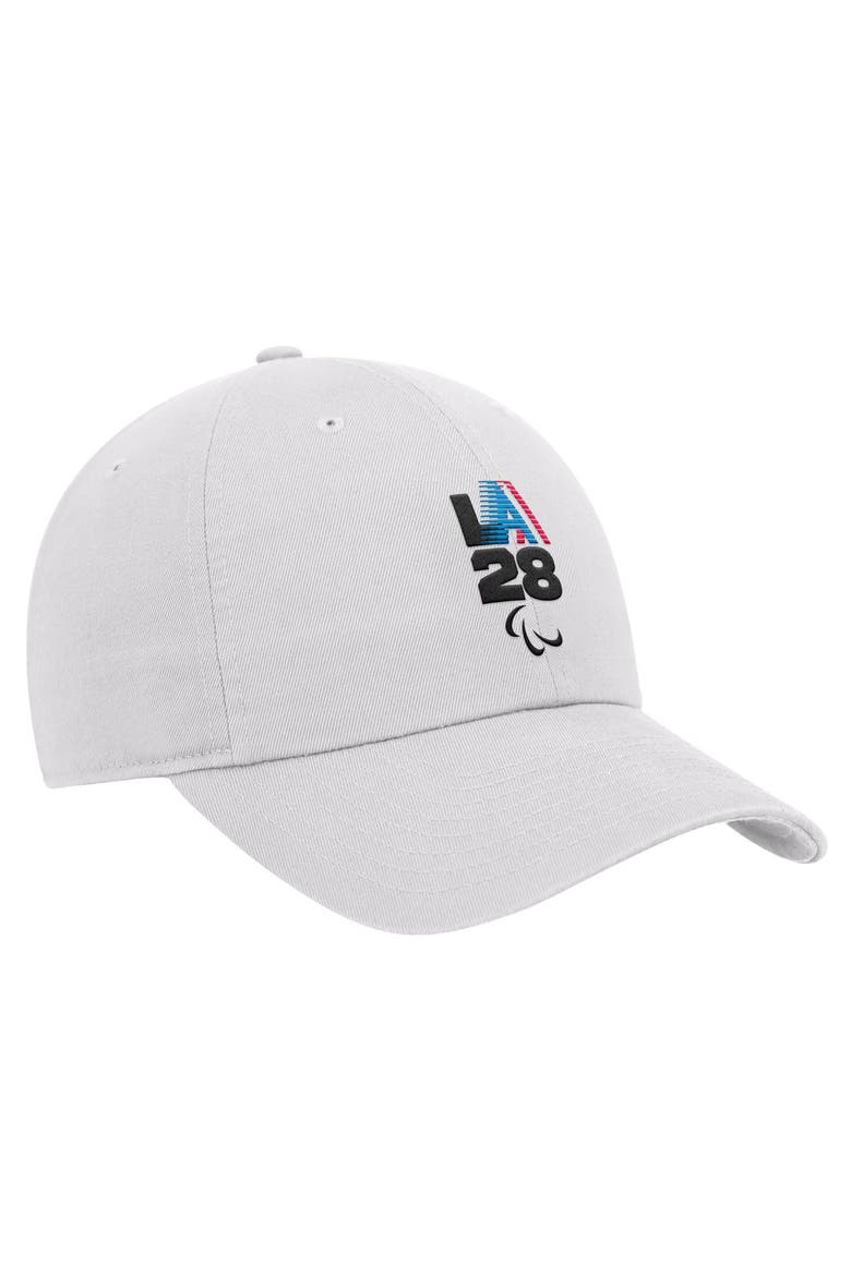 Men's Nike White LA28 Summer Paralympics Retro Stripe Club Adjustable Hat, Alternate, color, White