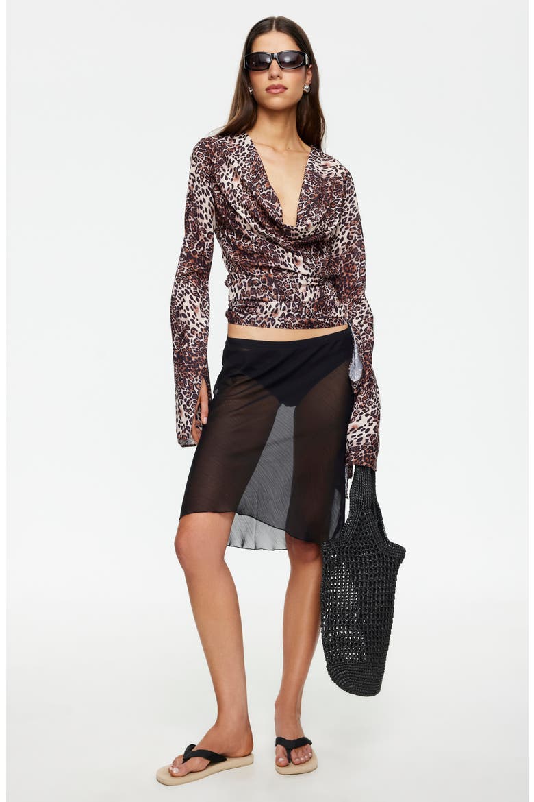 Shoreline Sheer Cover-Up Skirt, Alternate, color, NOIR