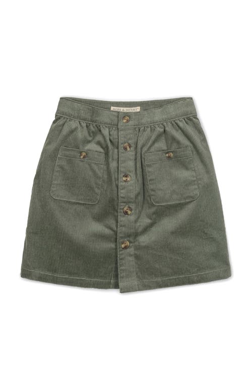 Hope & Henry Kids' Organic Corduroy Button Front Skirt In Green