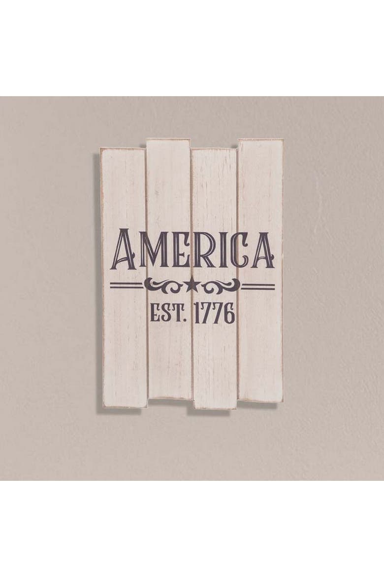 Wood White Patriotic America Slat Decor, Alternate, color, White