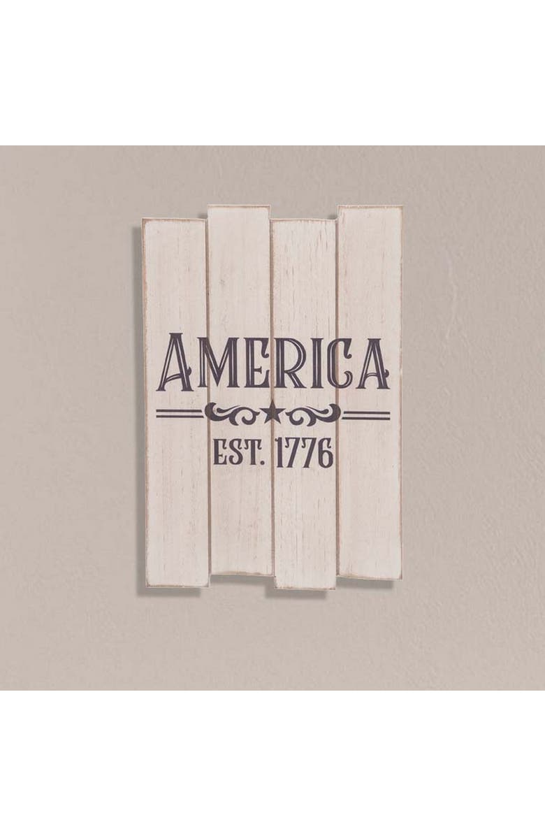 Transpac Wood White Patriotic America Slat Decor, Alternate, color, White