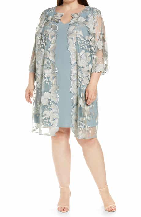 Embroidered Lace Mock Jacket Cocktail Dress