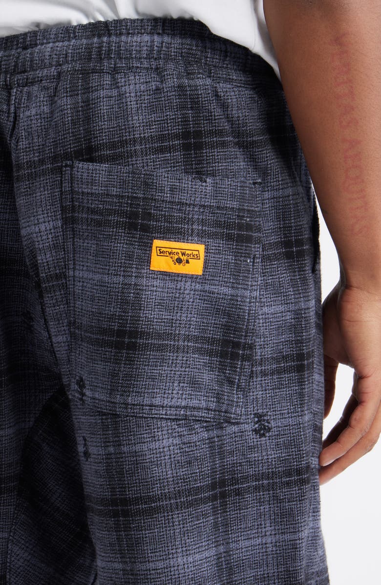 Service Works Thistle Plaid Organic Cotton Drawstring Chef Pants, Alternate, color, Black