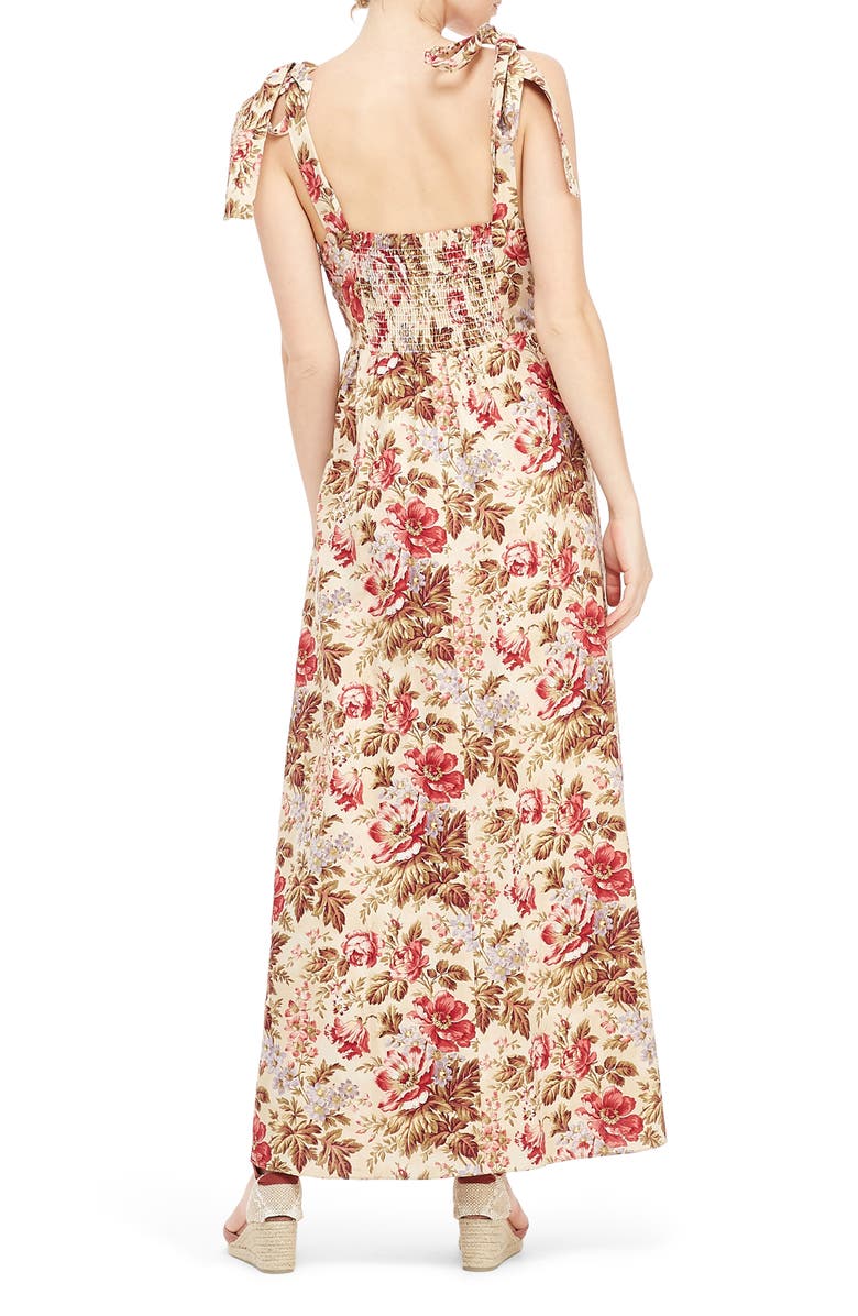 Gal Meets Glam Collection Floral Print Tie Shoulder Cotton Maxi Dress, Alternate, color, 
