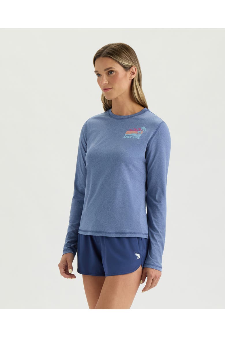 Big Waves  Performance Long Sleeve Tee, Alternate, color, INDIGO HEATHER