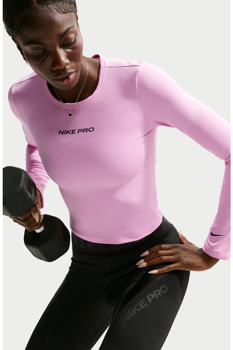 Pro Sculpt Dri-FIT Long Sleeve Top, Alternate, color, PINK RISE/ BLACK