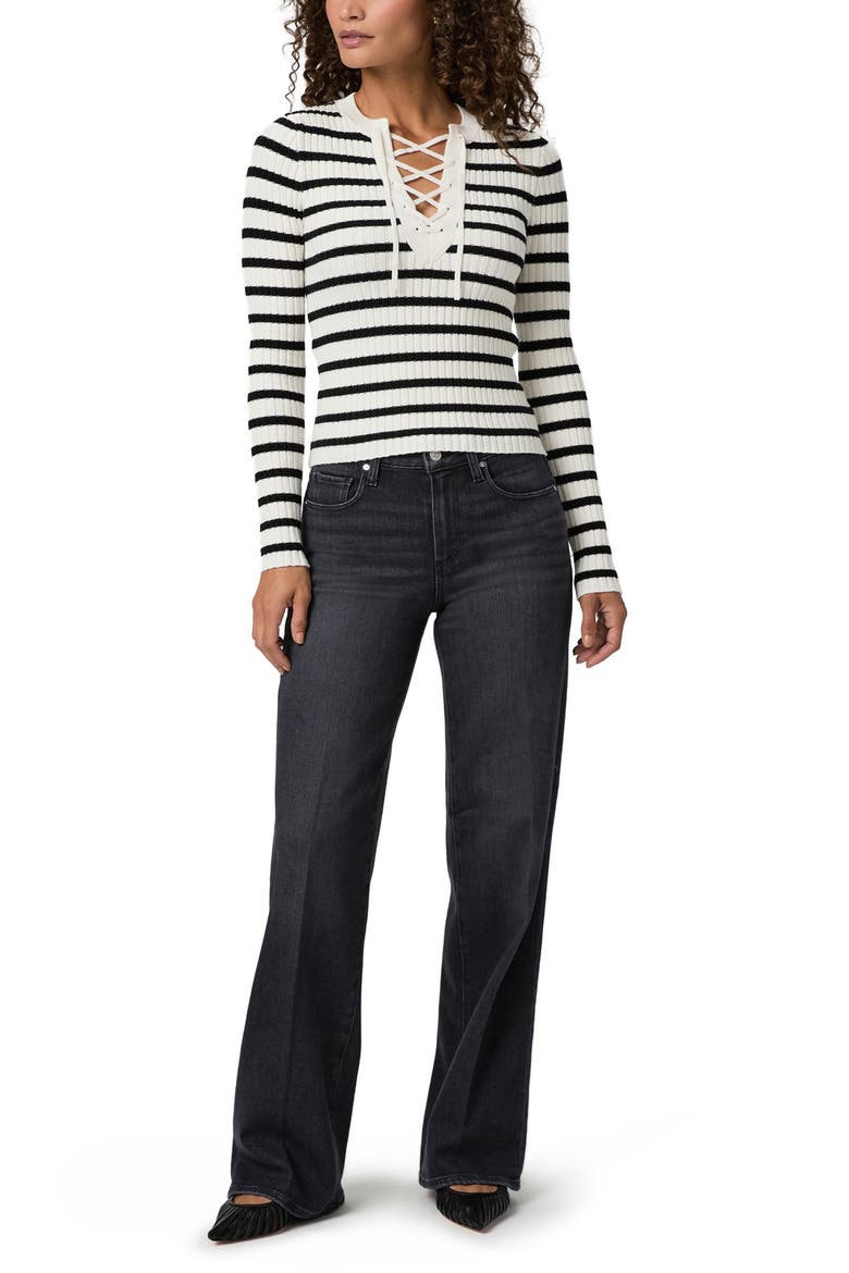 Beatrice Long Sleeve Shirt, Alternate, color, ANTIQUE WHITE/BLACK