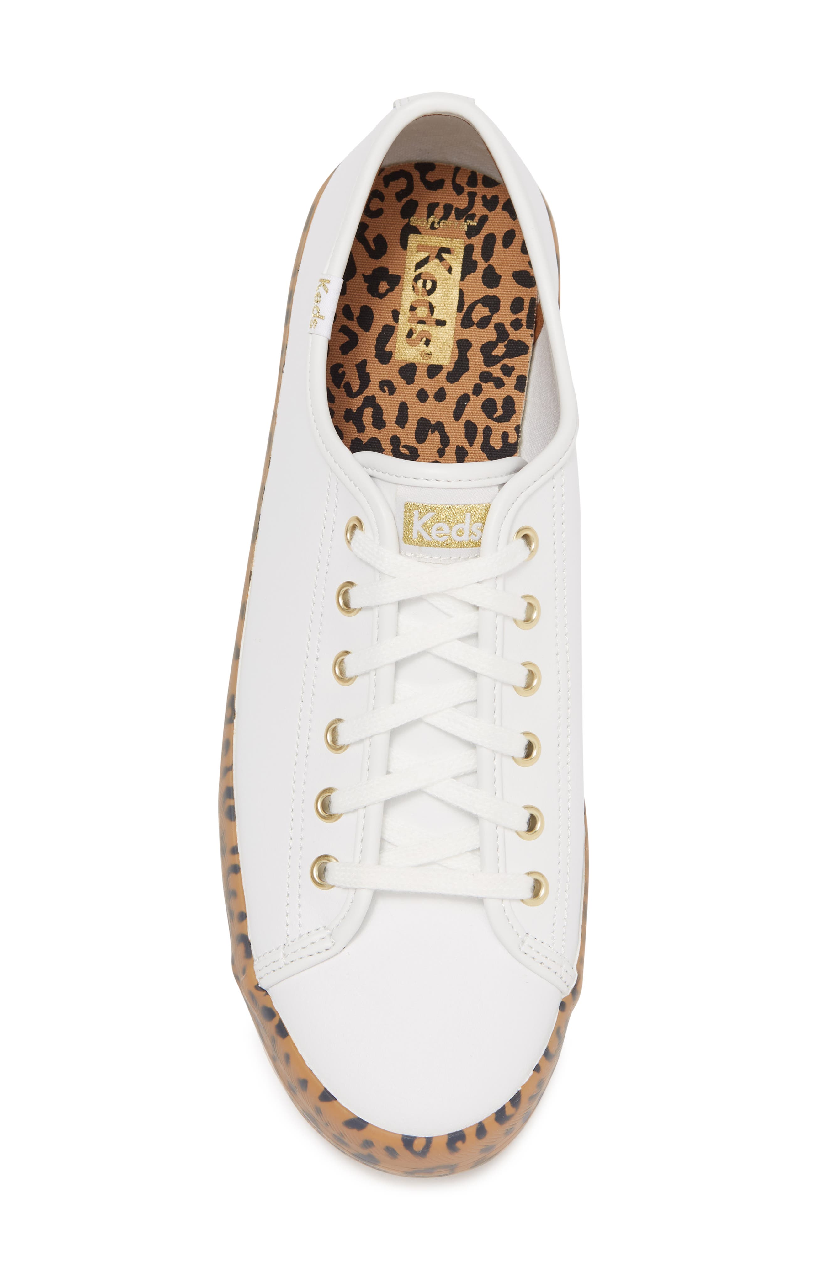 Keds<sup>®</sup> Keds Kickstart Leather Leopard Foxing Sneaker, Alternate, color, 