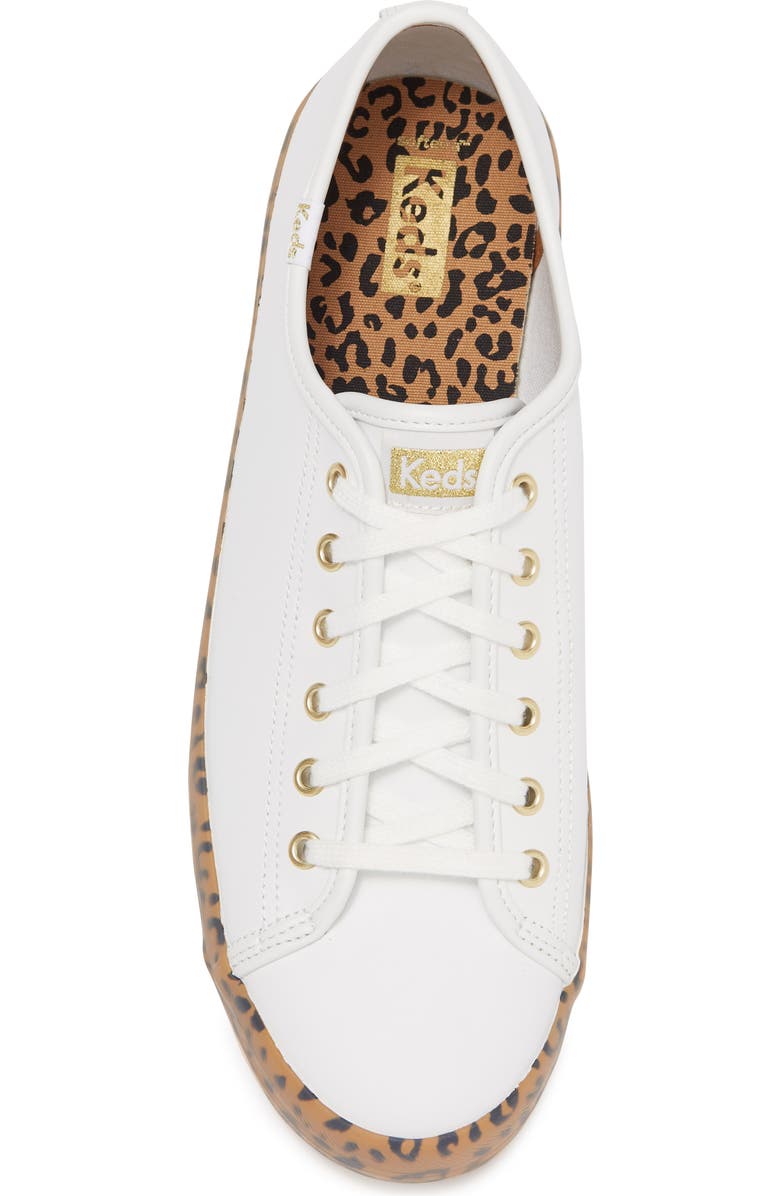 Keds<sup>®</sup> Keds Kickstart Leather Leopard Foxing Sneaker, Alternate, color,