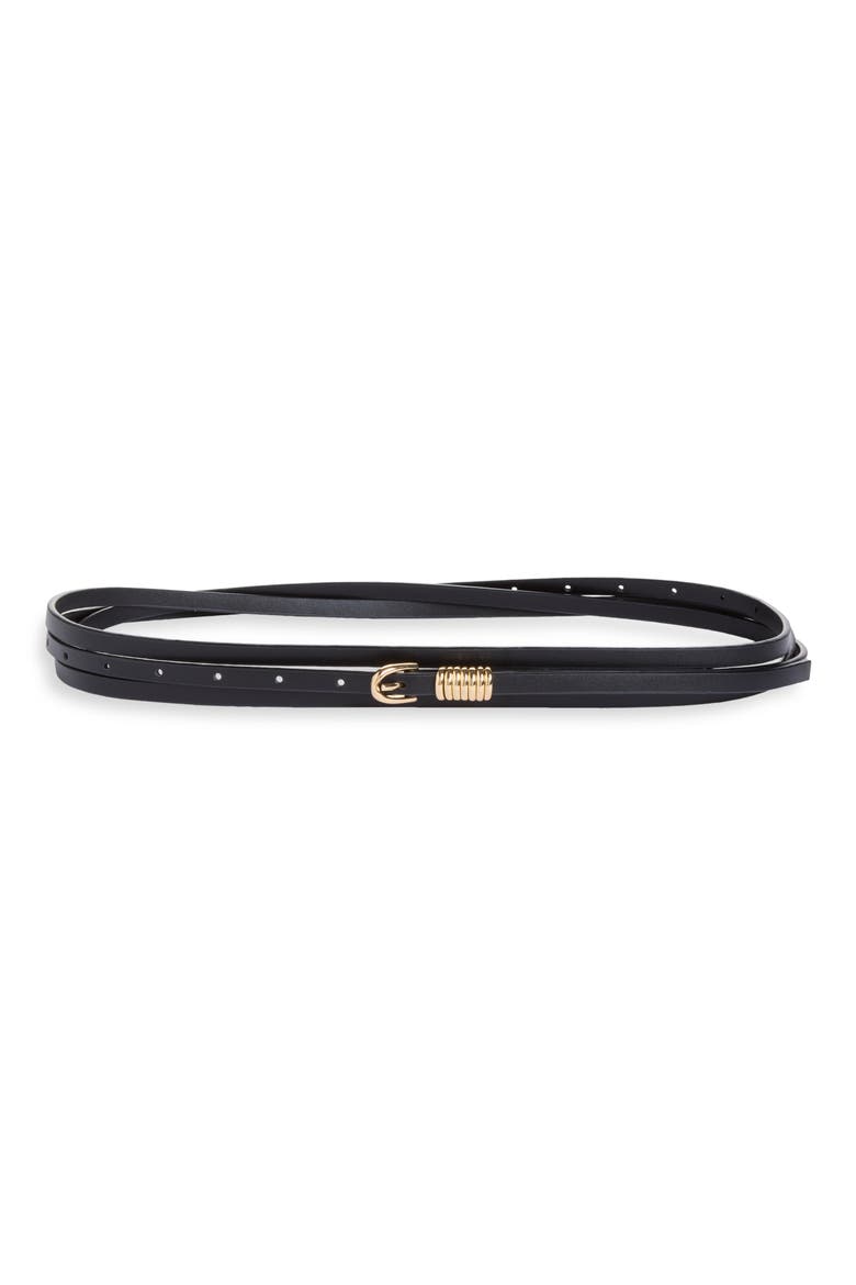 Skinny Faux Leather Belt, Main, color, BLACK001