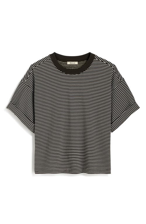 Shop Madewell Short Sleeve Stripe Sweatshirt T-shirt In Dark Surplus