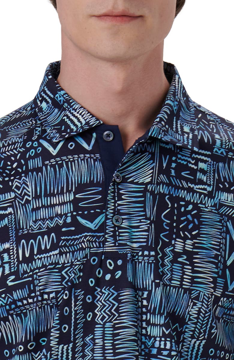 Bugatchi Hendrix Digital Print Pima Cotton Polo, Alternate, color, Navy