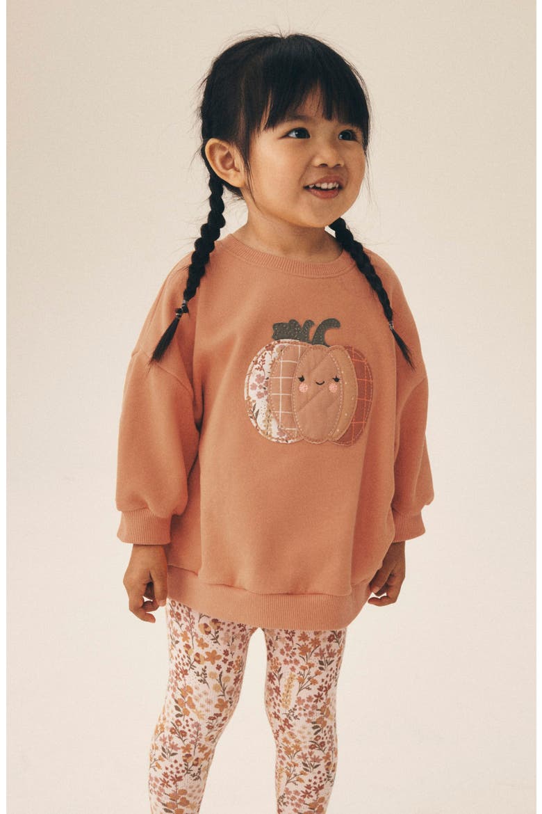 Kids' Halloween Pumpkin Sweatshirt & Leggings Set, Alternate, color, ORANGE