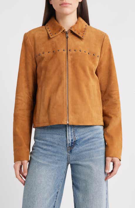 Bernardo Stud Detail Suede Jacket