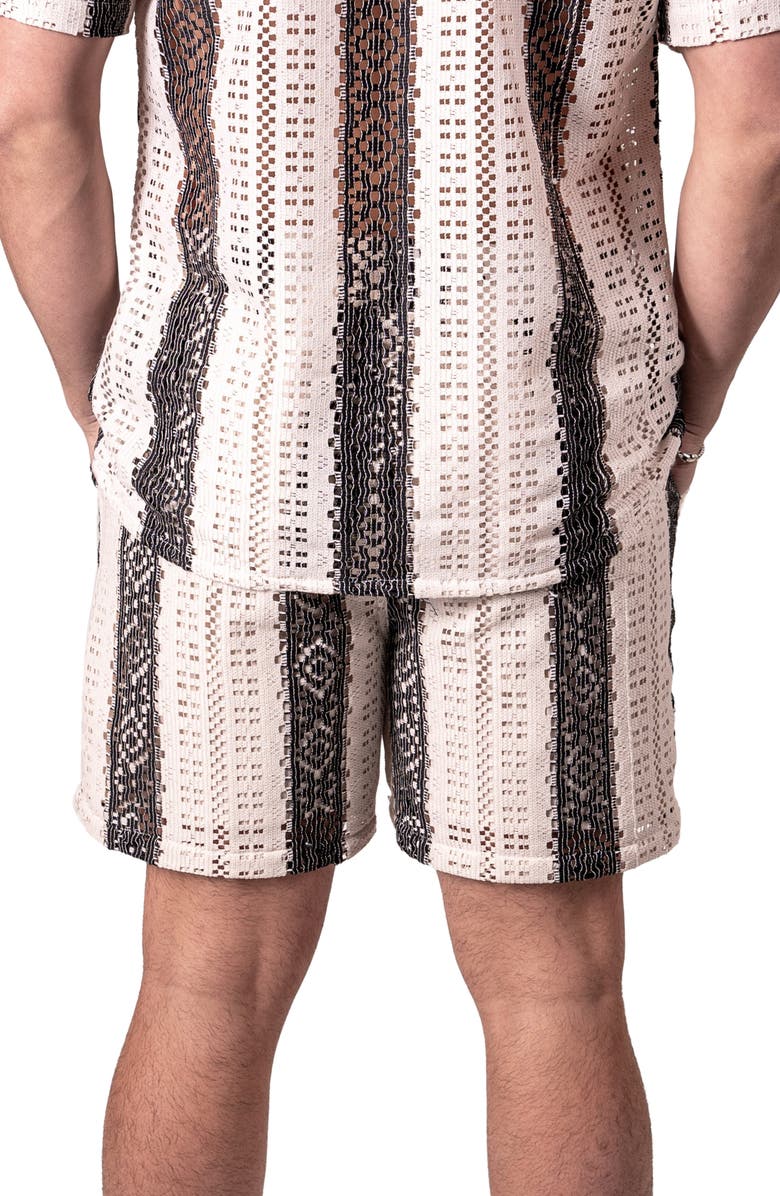 Maceoo Stripescream White Stretch Cotton Shorts, Alternate, color, White