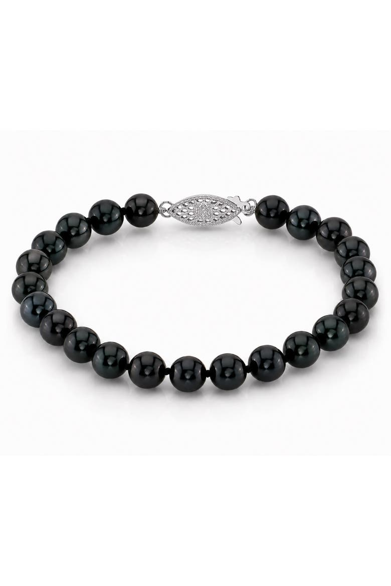 7.5-8.0mm Black Freshwater Pearl Bracelet - AAA Quality, Main, color, Black Pearls